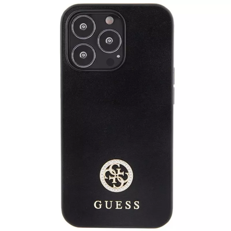 Guess GUHCP13LPS4DGPK Hardcase für Apple iPhone 13 Pro 6,1 Zoll Schwarz Strass Metall-Logo