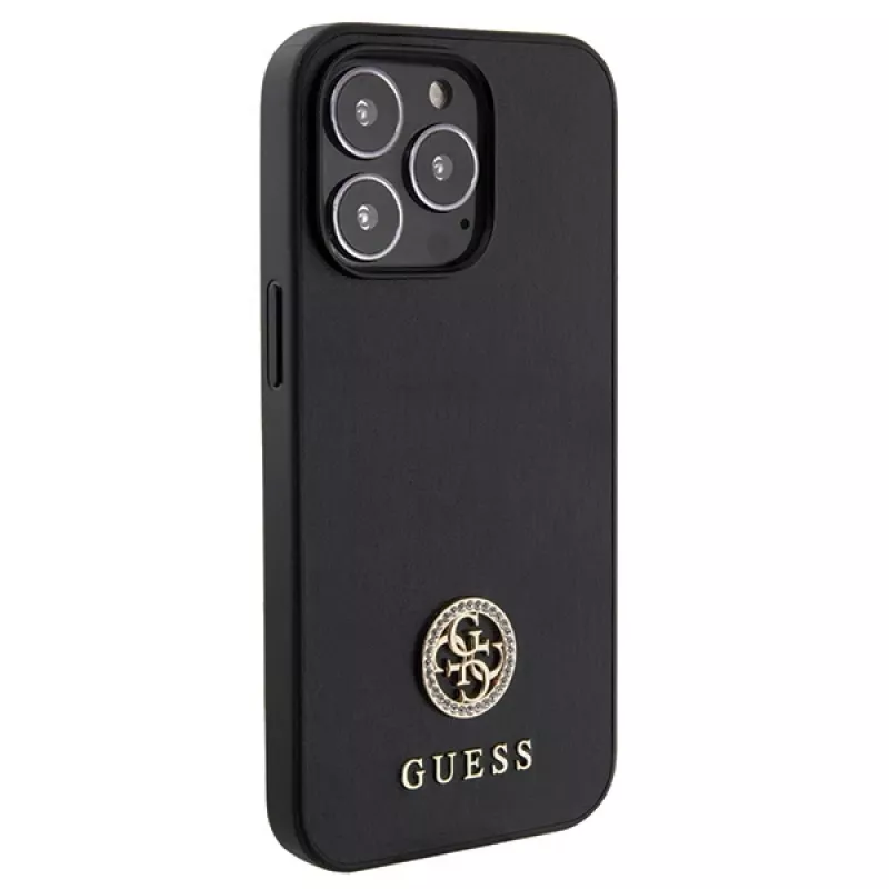 Guess GUHCP13LPS4DGPK Hardcase für Apple iPhone 13 Pro 6,1 Zoll Schwarz Strass Metall-Logo