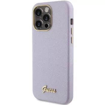 Guess GUHCP15LPGMCSL Glitter Glossy Script Hard Case für iPhone 15 Pro 6,1 inch Flieder