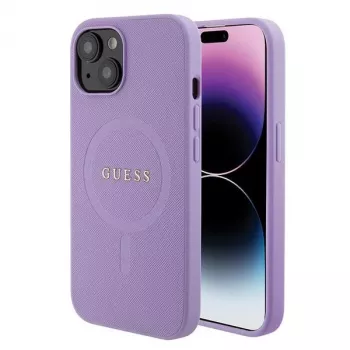 Guess GUHMP15MPSAHMCU Saffiano MagSafe Hard Case für iPhone 15 Plus / 14 Plus 6,7 inch - Lila