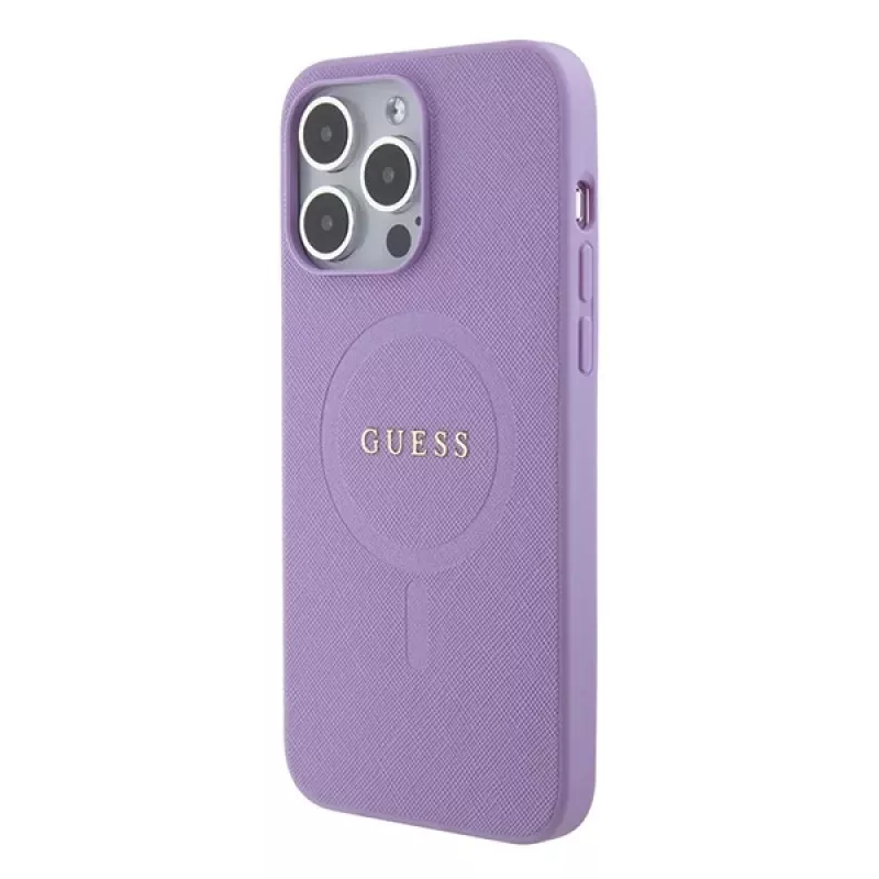Guess GUHMP15LPSAHMCU Saffiano MagSafe Hard Case für Apple iPhone 15 Pro 6,1 inch - Lila