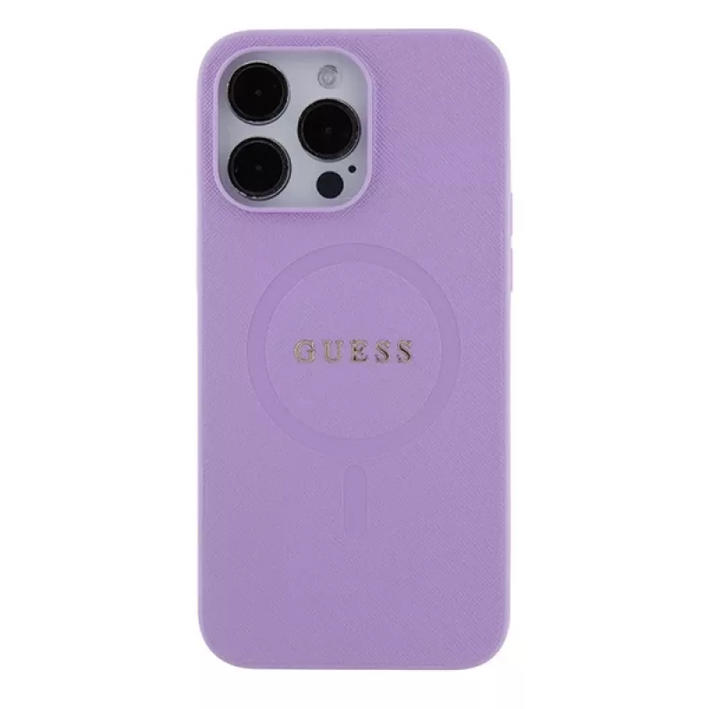 Guess GUHMP15LPSAHMCU Saffiano MagSafe Hard Case für Apple iPhone 15 Pro 6,1 inch - Lila