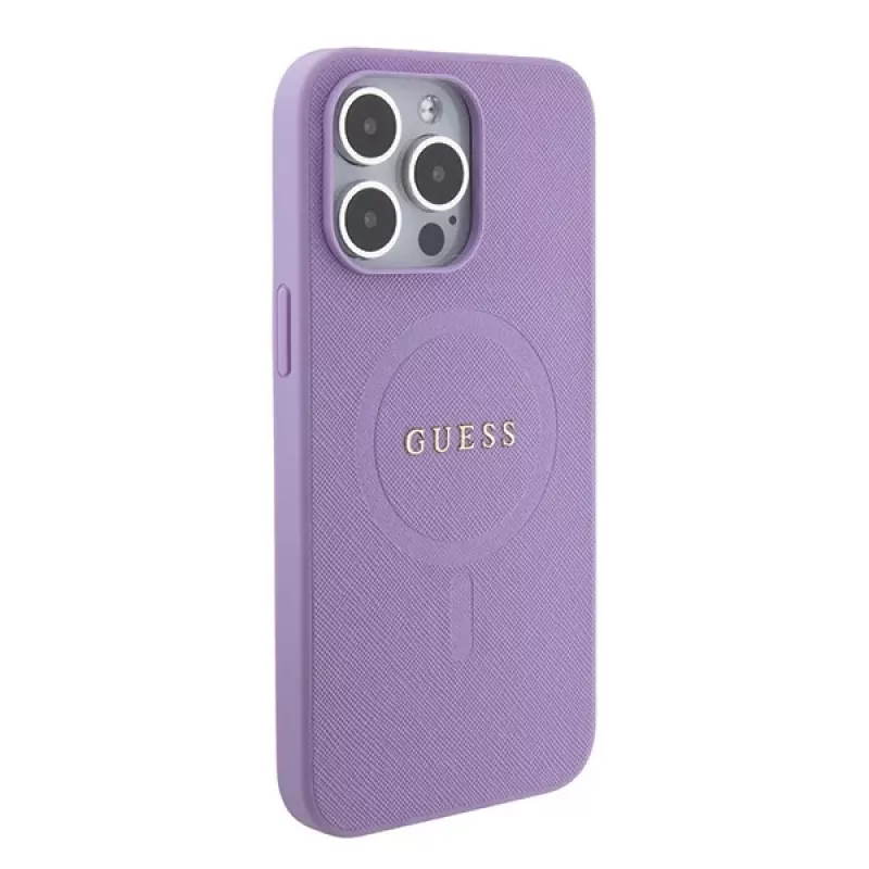Guess GUHMP15LPSAHMCU Saffiano MagSafe Hard Case für Apple iPhone 15 Pro 6,1 inch - Lila