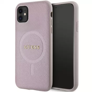 Guess GUHMN61PSAHMCP Hardcase Saffiano MagSafe für iPhone 11 / Xr 6.1 Pink