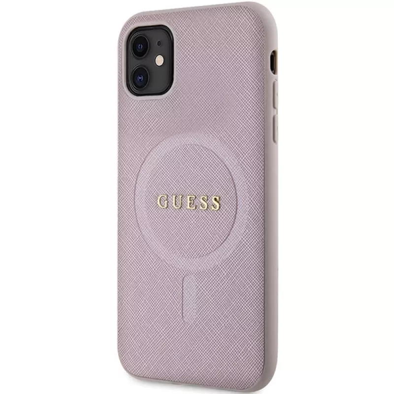 Guess GUHMN61PSAHMCP Hardcase Saffiano MagSafe für iPhone 11 / Xr 6.1 Pink