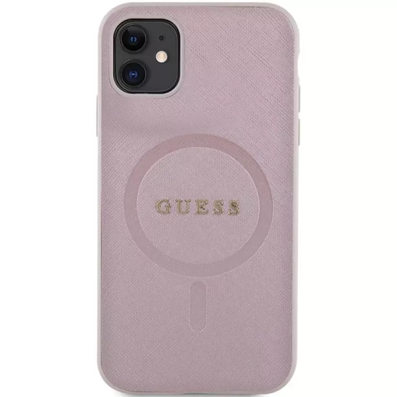 Guess GUHMN61PSAHMCP Hardcase Saffiano MagSafe für iPhone 11 / Xr 6.1 Pink