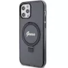 Guess GUHMP12MHRSGSK iPhone 12/12 Pro 6.1 Hard Case Ring Stand Script Glitter MagSafe Schwarz