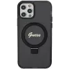 Guess GUHMP12MHRSGSK iPhone 12/12 Pro 6.1 Hard Case Ring Stand Script Glitter MagSafe Schwarz