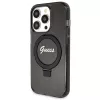 Guess GUHMP13XHRSGSK iPhone 13 Pro Max 6,7 inch Black Hardcase Ring Stand Script Glitter MagSafe