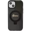 Guess GUHMP14SHRSGSK iPhone 14 / 15 / 13 6,1 inch Black Hardcase Ring Stand Script Glitter MagSafe
