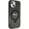 Guess GUHMP14SHRSGSK iPhone 14 / 15 / 13 6,1 inch Black Hardcase Ring Stand Script Glitter MagSafe