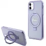 Guess GUHMN61HRSGSU iPhone 11 / XR 6,1 inch Purple Hardcase Ring Stand Script Glitter MagSafe
