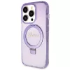 Guess GUHMP14XHRSGSU iPhone 14 Pro Max 6,7 inch Lila Hardcase Ringhalterung Script Glitter MagSafe