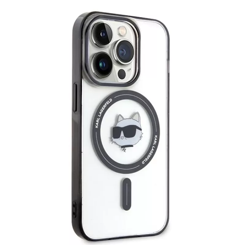 Karl Lagerfeld KLHMP15LHCHNOTK iPhone 15 Pro 6,1 inch Transparente Hartschale IML Choupette Head MagSafe