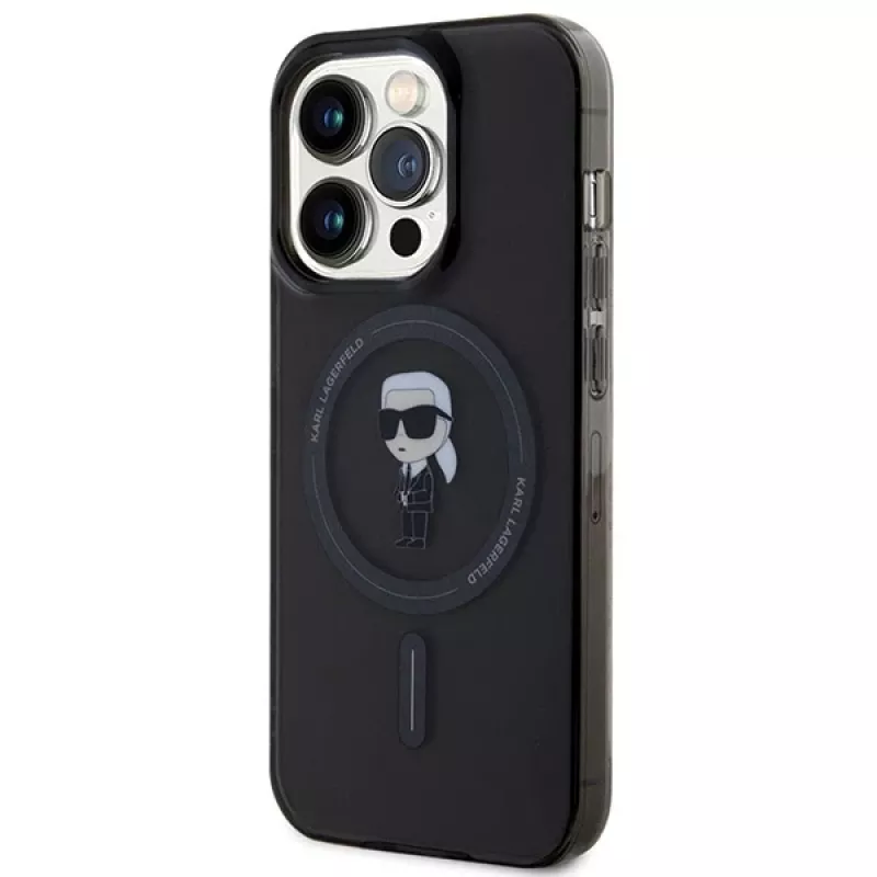 Karl Lagerfeld MagSafe IML Ikonik Case für iPhone 15 Pro Schwarz