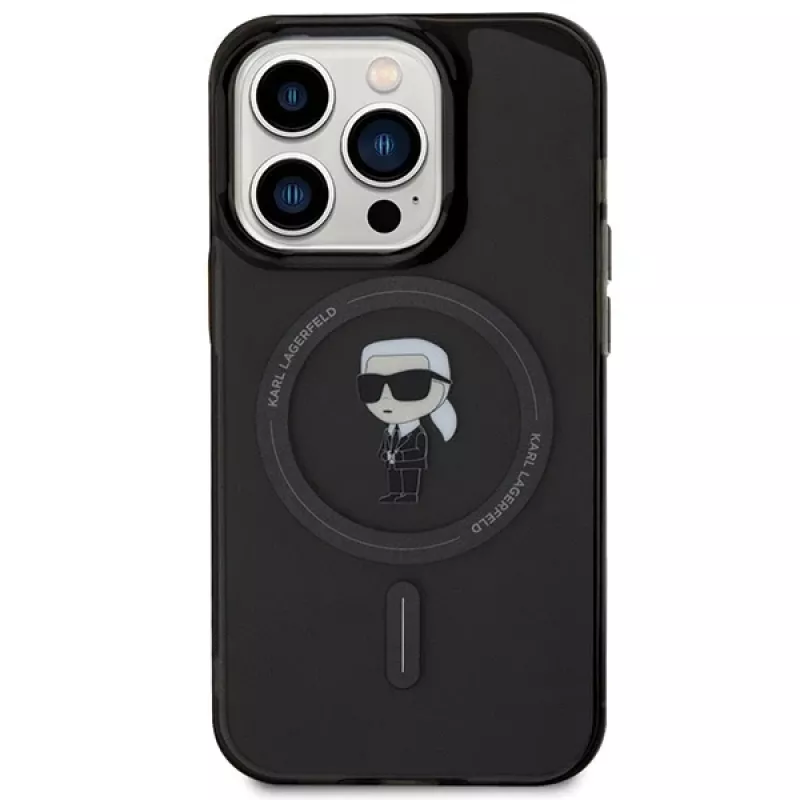 Karl Lagerfeld MagSafe IML Ikonik Case für iPhone 15 Pro Schwarz