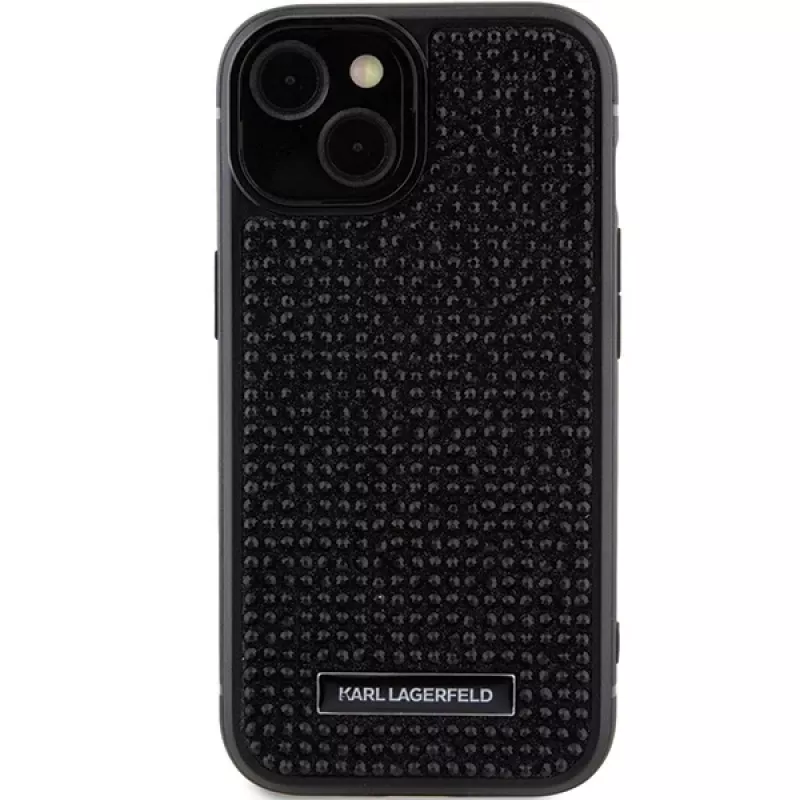 Karl Lagerfeld KLHCP15SHDSPLK iPhone 15 / 14 / 13 6.1 Black Hardcase Rhinestone Logo Metal Plate
