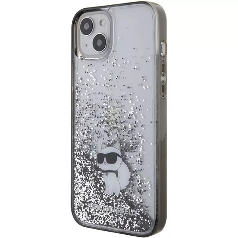 Karl Lagerfeld KLHCP15MLKCNSK iPhone 15 Plus / 14 Plus 6,7 inch Transparente Hartschale Liquid Glitter Choupette
