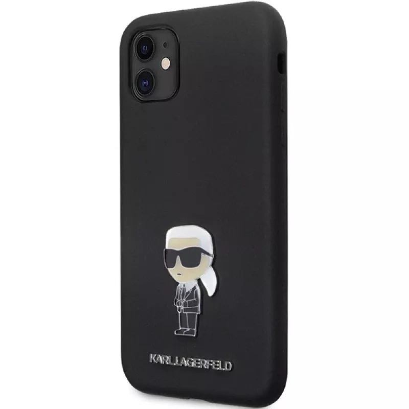 Karl Lagerfeld Ikonik Metal Pin Silicone Case für Apple iPhone 11 / iPhone XR 6,1 inch Schwarz