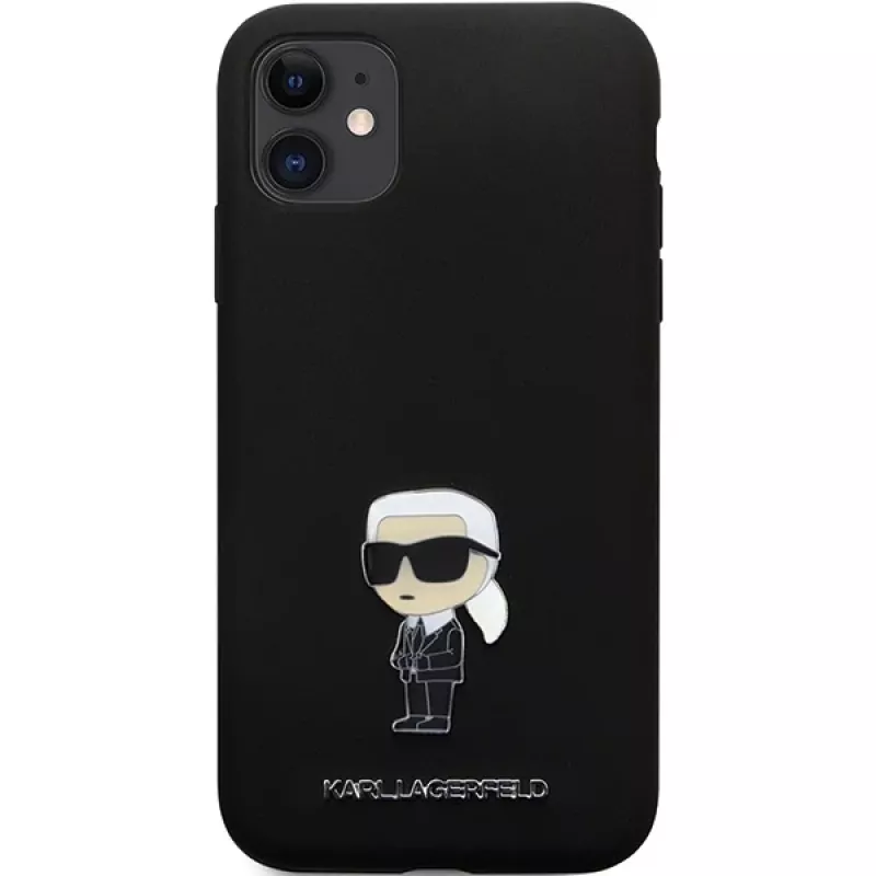 Karl Lagerfeld Ikonik Metal Pin Silicone Case für Apple iPhone 11 / iPhone XR 6,1 inch Schwarz