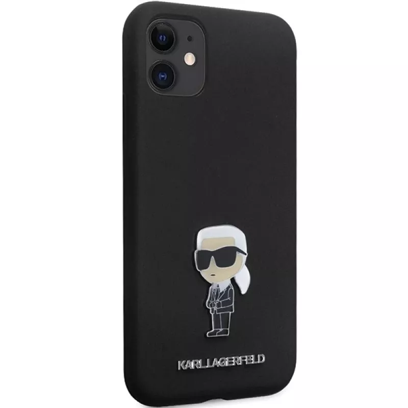 Karl Lagerfeld Ikonik Metal Pin Silicone Case für Apple iPhone 11 / iPhone XR 6,1 inch Schwarz