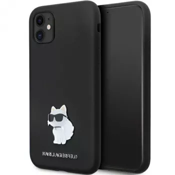 Karl Lagerfeld KLHCN61SMHCNPK Hardcase Silicone Case with Metal Pin für iPhone 11 / XR 6.1 Schwarz