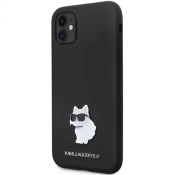 Karl Lagerfeld KLHCN61SMHCNPK Hardcase Silicone Case with Metal Pin für iPhone 11 / XR 6.1 Schwarz