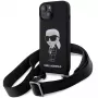 Karl Lagerfeld KLHCP15SSCBSKNK iPhone 15 / 14 / 13 6.1 Hard Case Black Crossbody Silicone Ikonik
