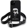 Karl Lagerfeld KLHCP15SSCBSKNK iPhone 15 / 14 / 13 6.1 Hard Case Black Crossbody Silicone Ikonik