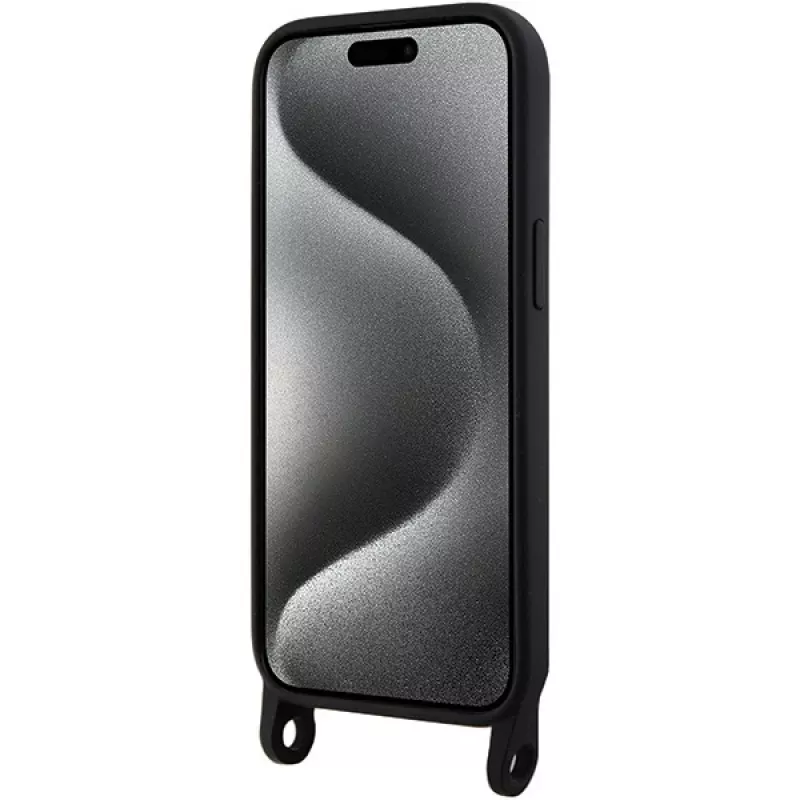 Karl Lagerfeld KLHCP15SSCBSKNK iPhone 15 / 14 / 13 6.1 Hard Case Black Crossbody Silicone Ikonik