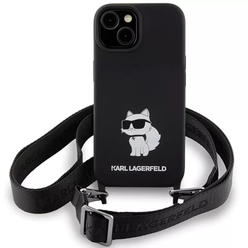 Karl Lagerfeld KLHCP15SSCBSCNK iPhone 15 / 14 / 13 6.1 Hardcase Black Crossbody Silicone Choupette