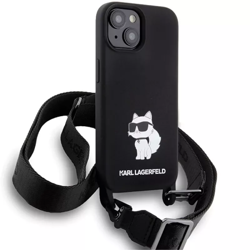 Karl Lagerfeld KLHCP15SSCBSCNK iPhone 15 / 14 / 13 6.1 Hardcase Black Crossbody Silicone Choupette
