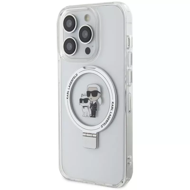 Karl Lagerfeld KLHMP13LHMRSKCH iPhone 13 Pro / 13 6,1 inch Weiße Hardcase Ringhalterung Karl & Choupette MagSafe