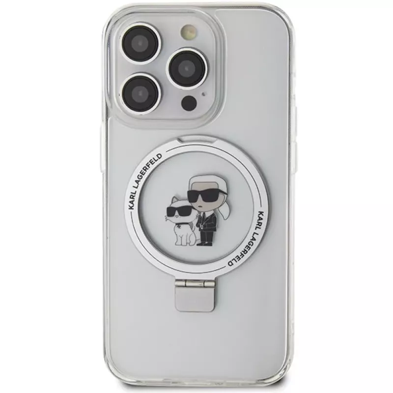 Karl Lagerfeld KLHMP13LHMRSKCH iPhone 13 Pro / 13 6,1 inch Weiße Hardcase Ringhalterung Karl & Choupette MagSafe