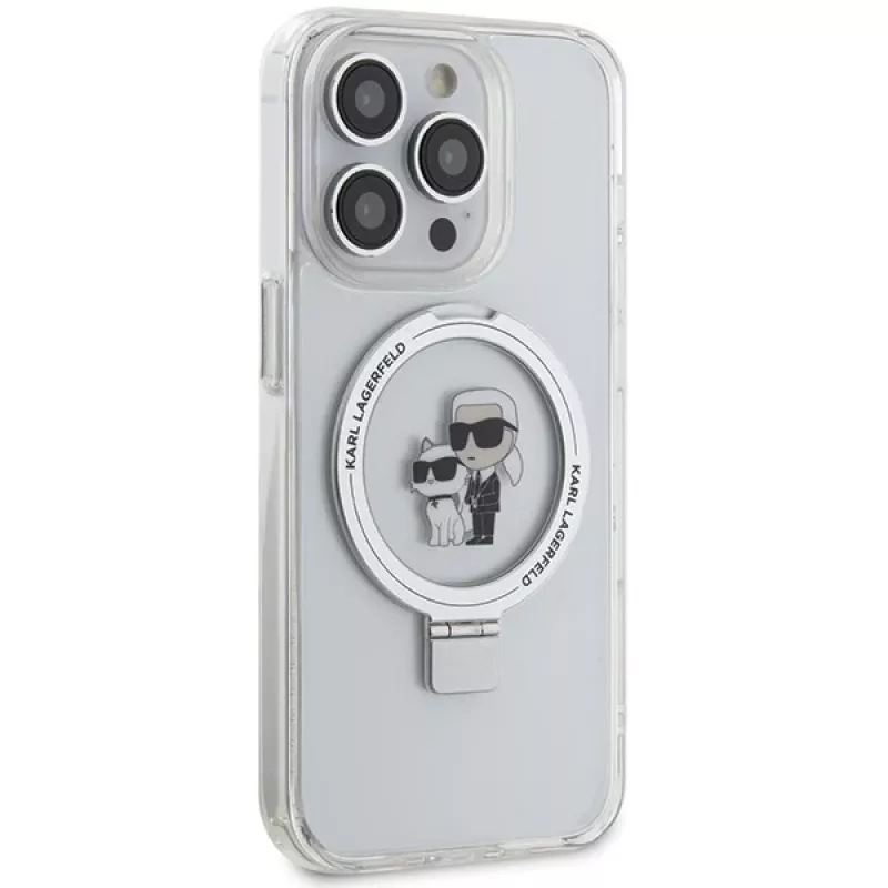 Karl Lagerfeld KLHMP13LHMRSKCH iPhone 13 Pro / 13 6,1 inch Weiße Hardcase Ringhalterung Karl & Choupette MagSafe