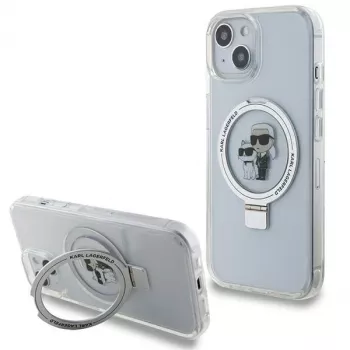 Karl Lagerfeld KLHMP15SHMRSKCH iPhone 15/14/13 6,1 inch Weiße Hardcase Ringhalterung Karl & Choupette MagSafe
