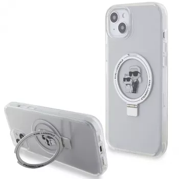 Karl Lagerfeld KLHMP15MHMRSKCH iPhone 15 Plus / 14 Plus 6,7 inch Weiße Hardcase Ring Stand Karl & Choupette MagSafe