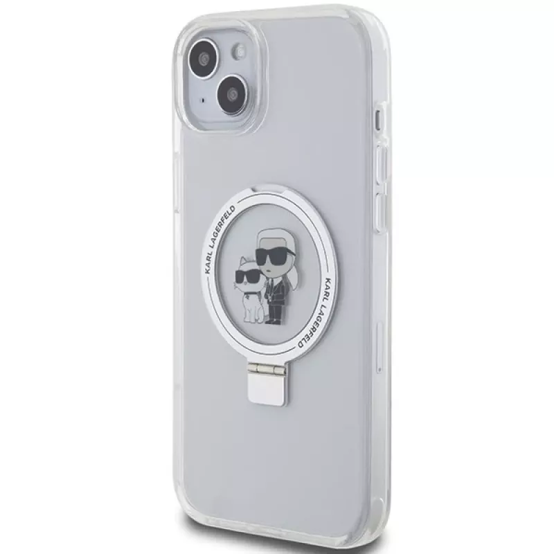 Karl Lagerfeld KLHMP15MHMRSKCH iPhone 15 Plus / 14 Plus 6,7 inch Weiße Hardcase Ring Stand Karl & Choupette MagSafe