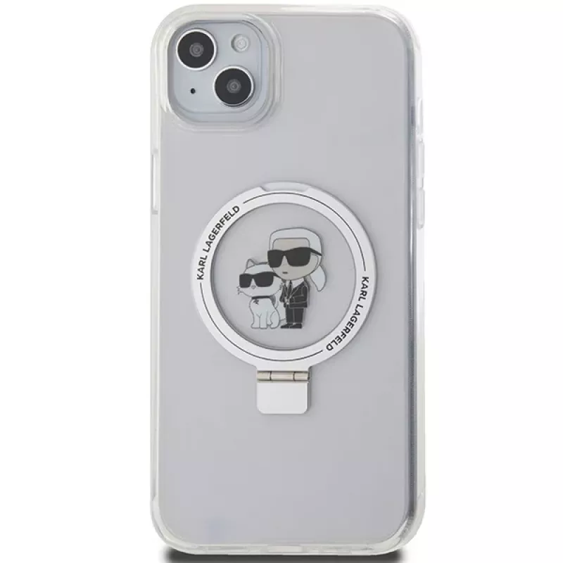Karl Lagerfeld KLHMP15MHMRSKCH iPhone 15 Plus / 14 Plus 6,7 inch Weiße Hardcase Ring Stand Karl & Choupette MagSafe
