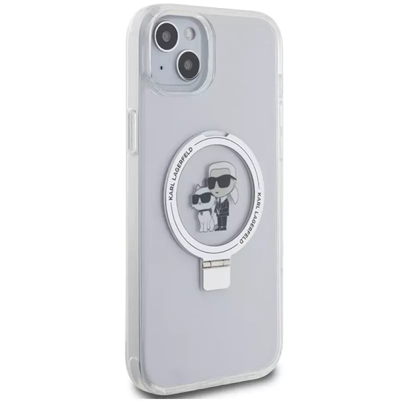 Karl Lagerfeld KLHMP15MHMRSKCH iPhone 15 Plus / 14 Plus 6,7 inch Weiße Hardcase Ring Stand Karl & Choupette MagSafe