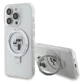 Karl Lagerfeld KLHMP15LHMRSKCH Hardcase Ring Stand MagSafe für iPhone 15 Pro 6,1 inch Weiß