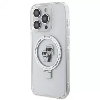 Karl Lagerfeld KLHMP15XHMRSKCH Hardcase Ring Stand für iPhone 15 Pro Max 6,7 inch Weiß MagSafe Karl & Choupette