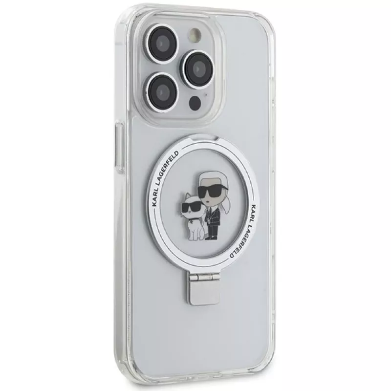Karl Lagerfeld KLHMP15XHMRSKCH Hardcase Ring Stand für iPhone 15 Pro Max 6,7 inch Weiß MagSafe Karl & Choupette
