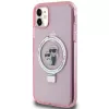 Karl Lagerfeld KLHMN61HMRSKCP iPhone 11 / XR 6.1 Pink Hard Case Ring Stand Karl & Choupette MagSafe