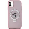 Karl Lagerfeld KLHMN61HMRSKCP iPhone 11 / XR 6.1 Pink Hard Case Ring Stand Karl & Choupette MagSafe