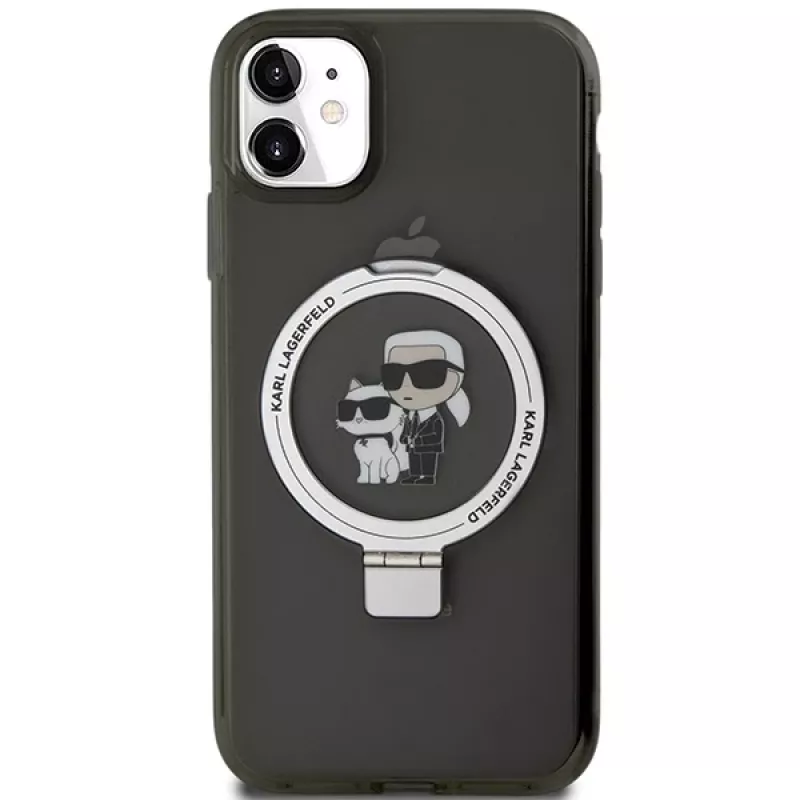 Karl Lagerfeld KLHMN61HMRSKCK Hardcase Ring Stand für iPhone 11 / Xr 6.1 Schwarz MagSafe Karl & Choupette