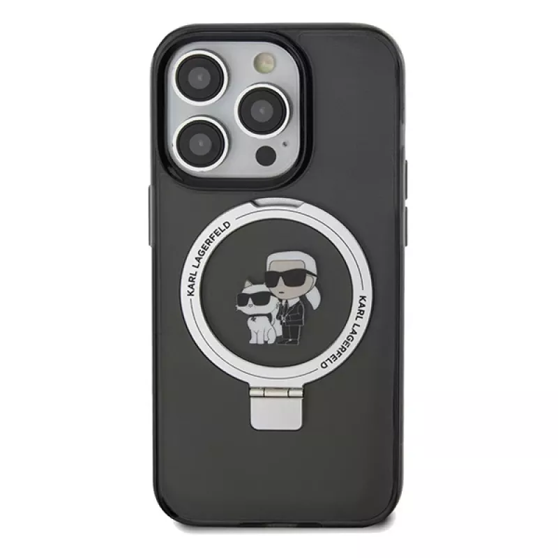 Karl Lagerfeld iPhone 13 Pro Max 6,7 inch Hardcase Ring Stand Karl & Choupette MagSafe Schwarz