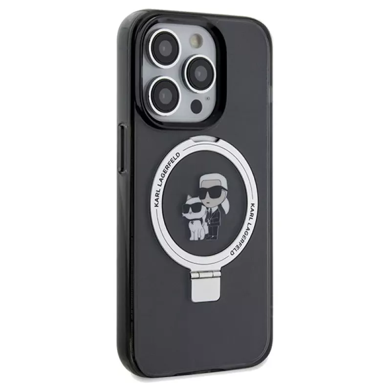 Karl Lagerfeld iPhone 13 Pro Max 6,7 inch Hardcase Ring Stand Karl & Choupette MagSafe Schwarz