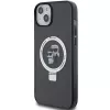 Karl Lagerfeld KLHMP15SHMRSKCK iPhone 15 / 14 / 13 6.1 Black Hardcase Ring Stand Karl & Choupette MagSafe