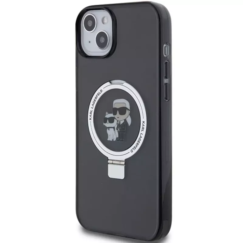 Karl Lagerfeld KLHMP15MHMRSKCK Hard Case Ring Stand MagSafe für iPhone 15 Plus / 14 Plus 6,7 inch Schwarz